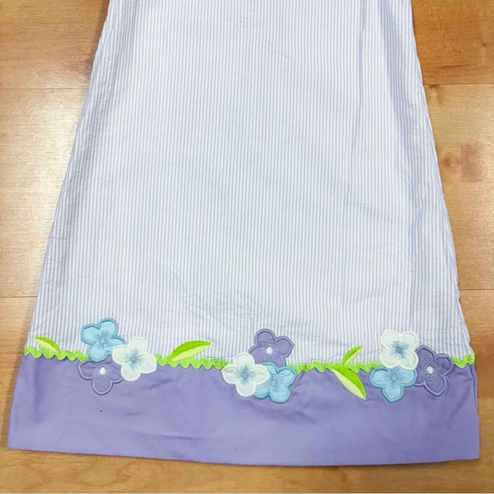 Gymboree Purple Sleeveless Floral Embroidered Cotton Seersucker Dress Girls 4T